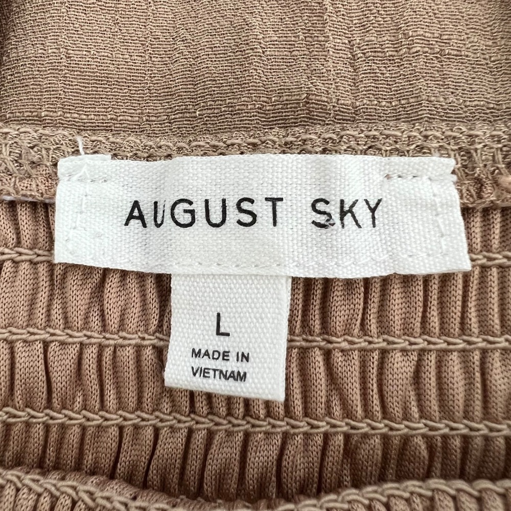 August Sky Smocked Tiered Maxi Dress Size L Puff Sleeve Boho Peasant Cottagecore - Picture 4 of 11